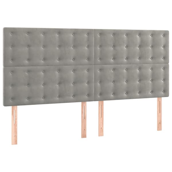 Ramsäng med madrass ljusgrå 180x200 cm sammet