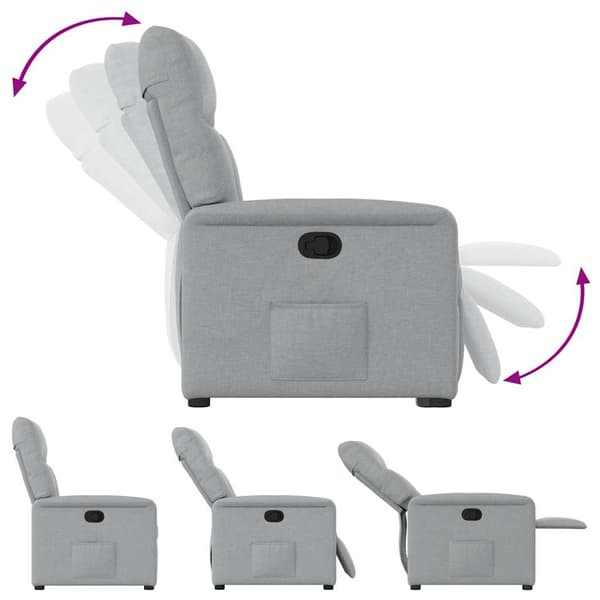 Reclinerfåtölj ljusgrå tyg