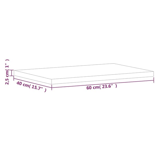 Bordsskiva 60x40x2,5 cm rektangulär massivt bokträ