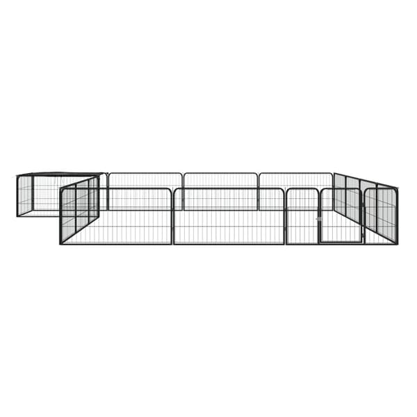 Hundbur 16 paneler svart 100x50 cm pulverlackerat stål