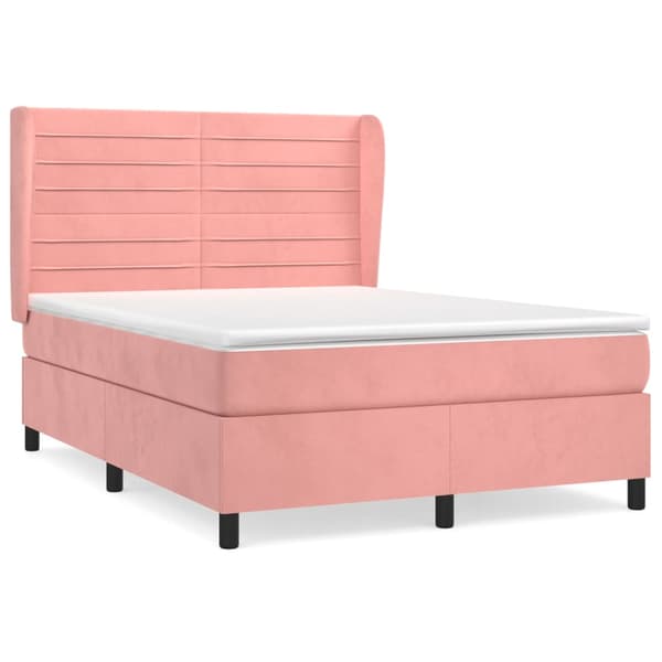 Ramsäng med madrass rosa 140x190 cm sammet