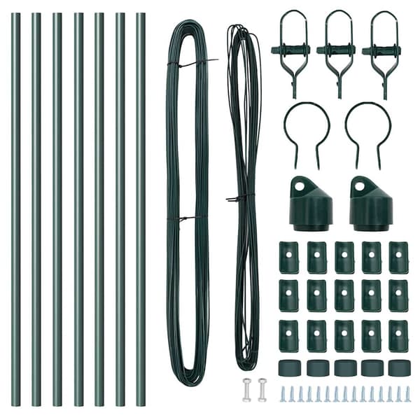 Stängselstolpe 7 pcs Grön Stål