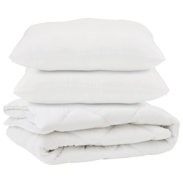 Duntäcke med kudde 3 pcs Vit Mikrofiber