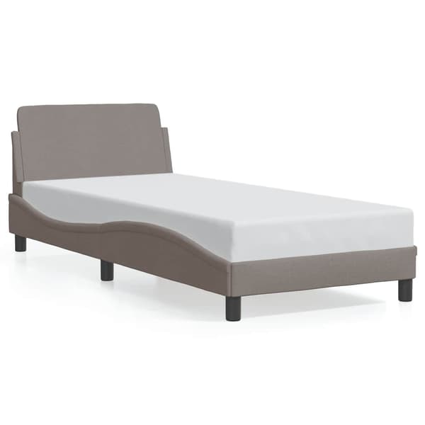 Bed Frame with Headboard "Dover" Taupe 90x200 cm Fabric