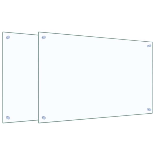 Stänkskydd 2 st transparent 80x50 cm härdat glas