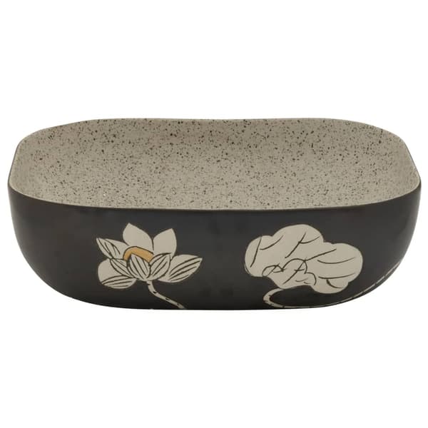 Handfat grå och svart rektangulär 48x37,5x13,5 cm keramik
