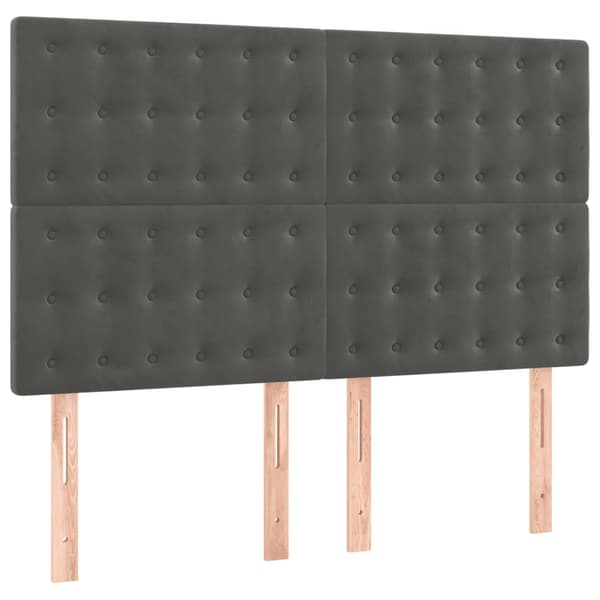 Sänggavel mörkgrå 144x5x118/128 cm sammet