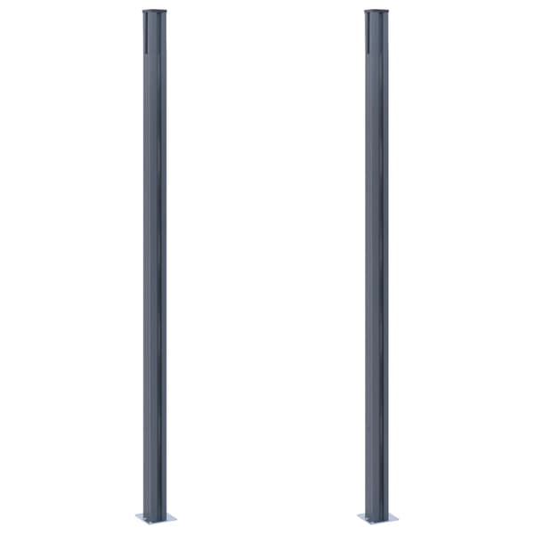 Staketstolpar 2 st mörkgrå 185 cm aluminium