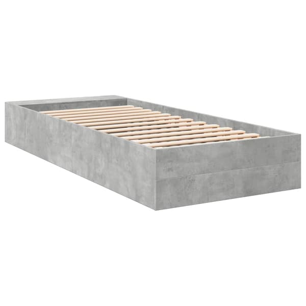 Sängram betonggrå 90x200 cm konstruerad trä