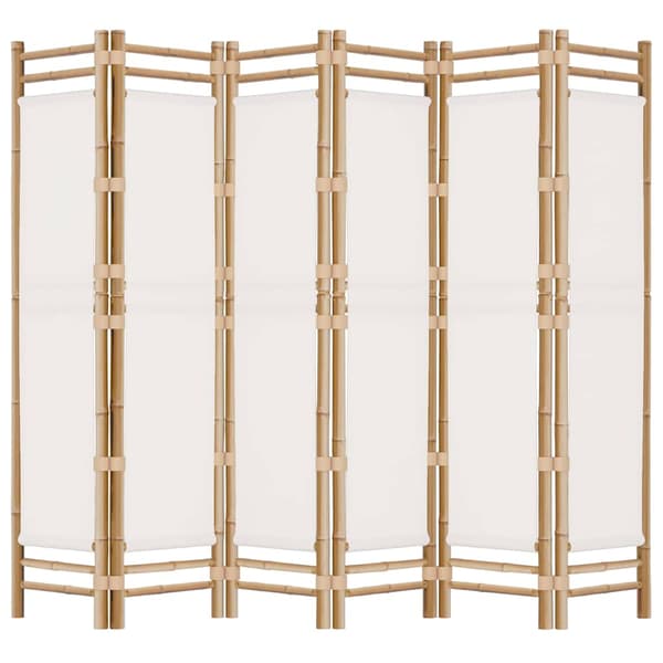 Rumsavdelare 6 paneler hopfällbar 240 cm bambu och kanvas