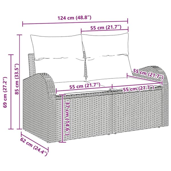 Trädgårdsoffset med lagring 3 pcs Ljusgrå Poly rattan