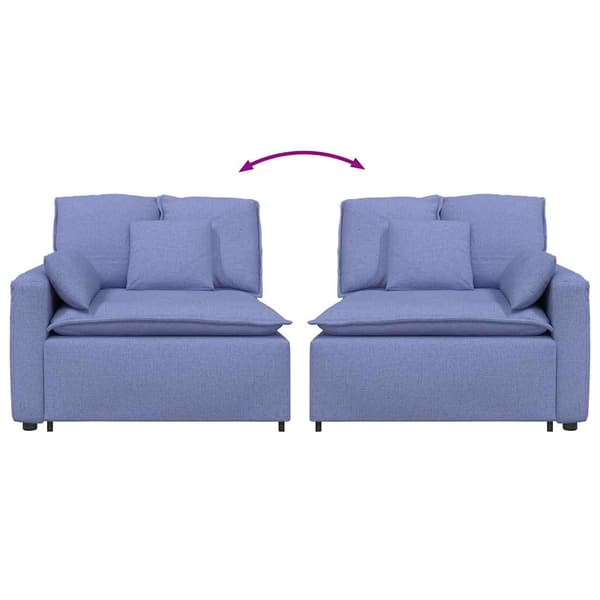 Modulär soffa armstödsändmodul med dynor jeansblå 100 cm