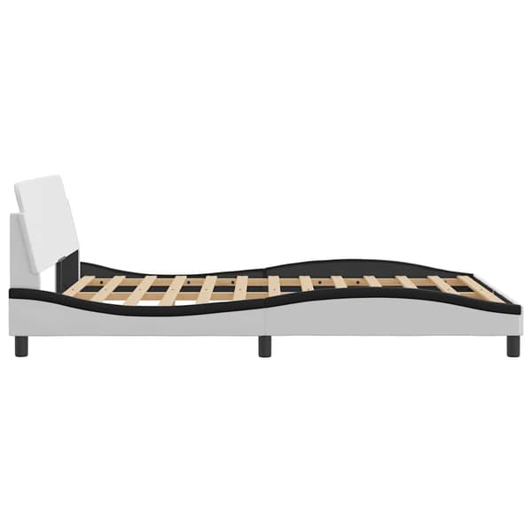Bed Frame "Dover" White&Black 140x190 cm Faux Leather
