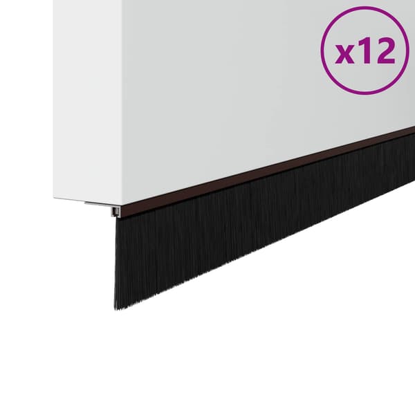 Självhäftande dörrborstlist 12 pcs Brun 100 cm