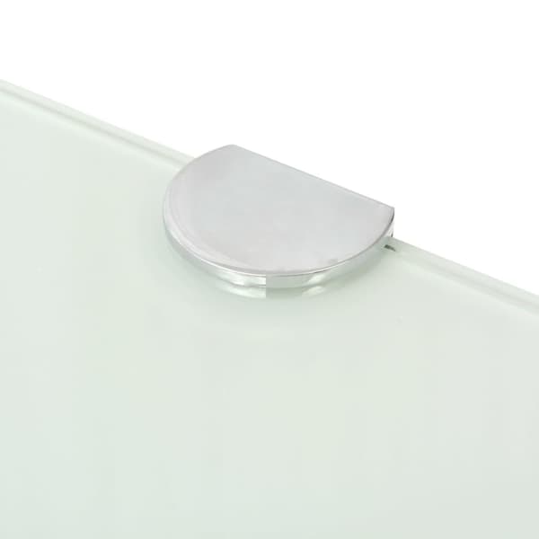 Hörnhylla glas med förkromade hyllkonsoler vit 35x35 cm