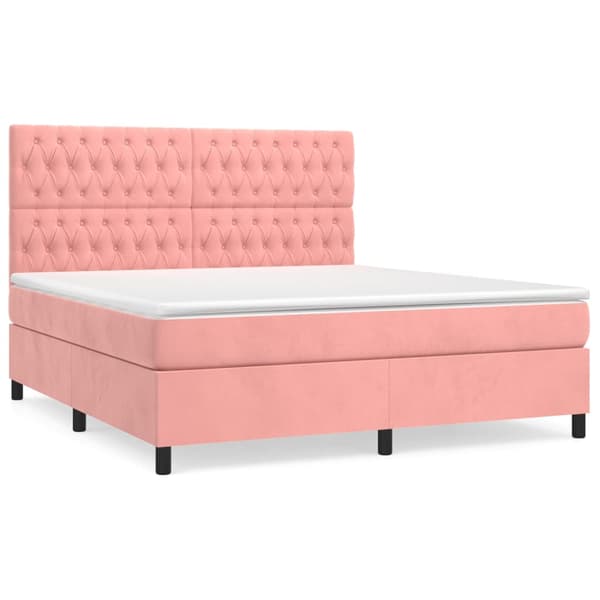 Ramsäng med madrass rosa 180x200 cm sammet