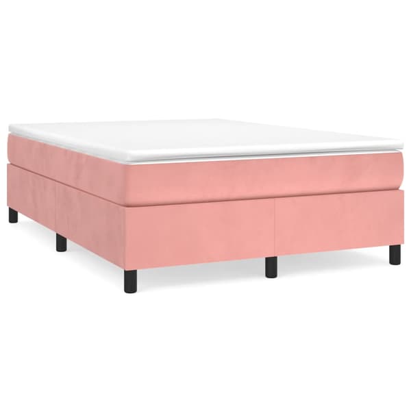 Ramsäng med madrass rosa 140x200 cm sammet