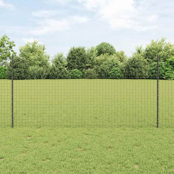 Inbäddad staketpost 11 st Grå 160 cm Pulverlackerat stål