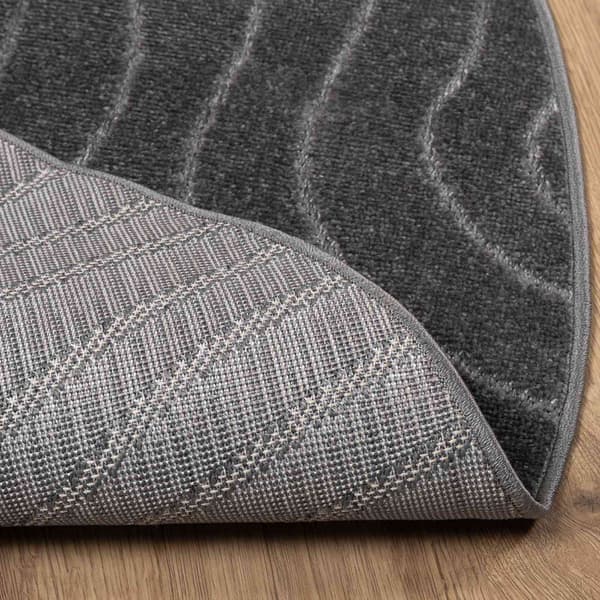 Områdesmattor Rund PALMERAS Antracit Ø 200 CM Polyester