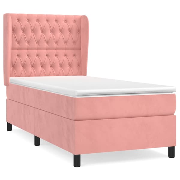 Ramsäng med madrass rosa 90x190 cm sammet
