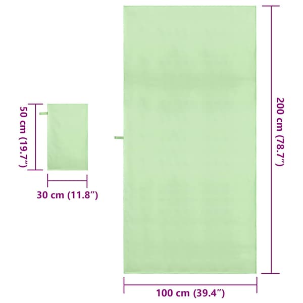 Sporthandduk Set 2 pcs Grön tyg