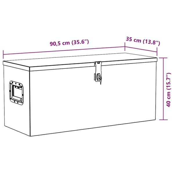 Förvaringslåda aluminium 90,5x35x40 cm silver