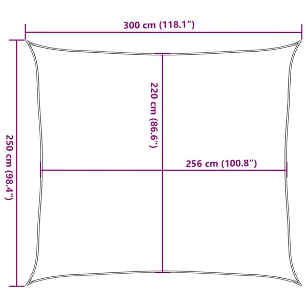 Solsegel ljusgrå 3x2,5 m 100% polyesteroxford