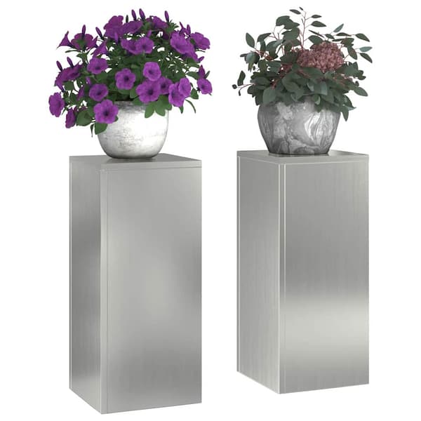 Växtställ 2 pcs Silver 24 x 24 x 55 cm Galvaniserat stål