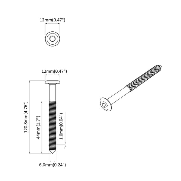 Möbelskruvar 12 pcs Silver M6 x 100 mm Stål