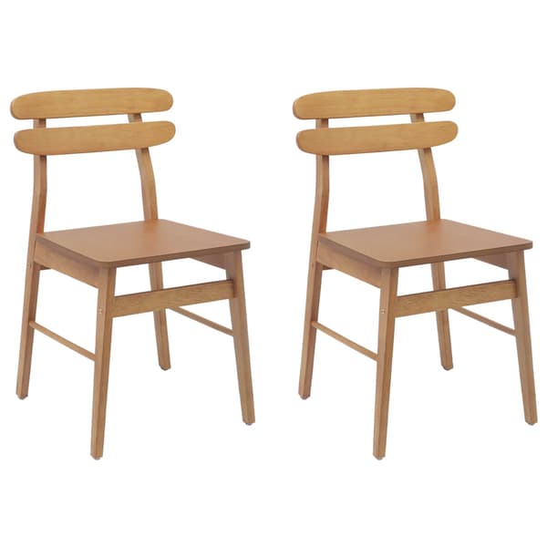 Matstol 2 pcs Naturfärg Massiv Gummiträ