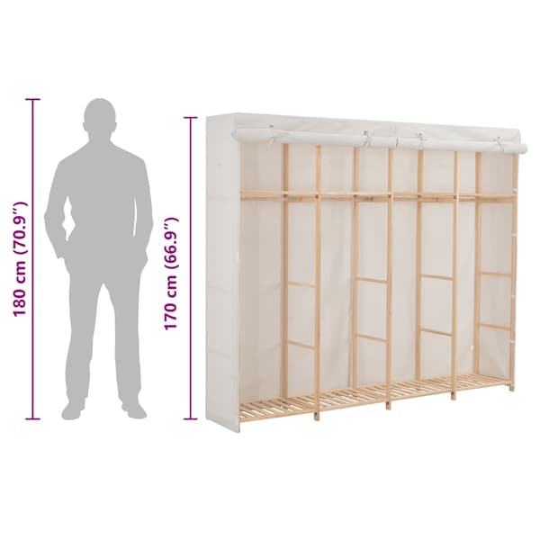 Garderob 200x40x170 cm vit tyg