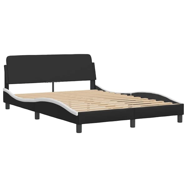 Bed Frame "Dover" Black&White 140x190 cm Faux Leather