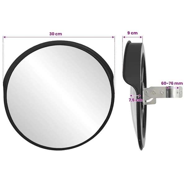 Konvex trafikspegel 30 cm PC-plast svart