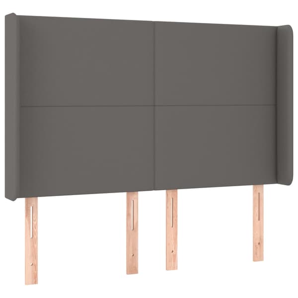 Ramsäng med madrass & LED grå 140x200 cm konstläder