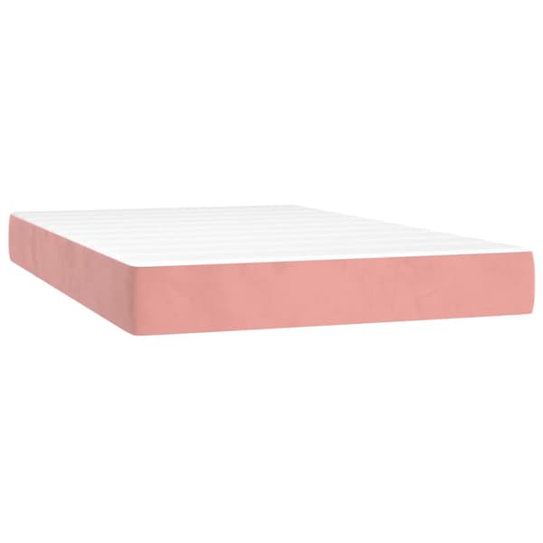 Ramsäng med madrass & LED rosa 120x200 cm sammet