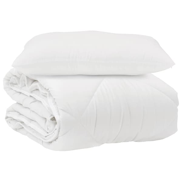 Duntäcke med kudde 2 pcs Vit Mikrofiber