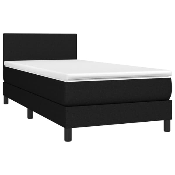 Ramsäng med madrass svart 90x190 cm tyg