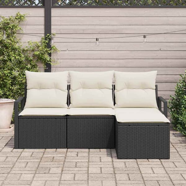 Soffset med kudde 4 pcs Svart konstrotting