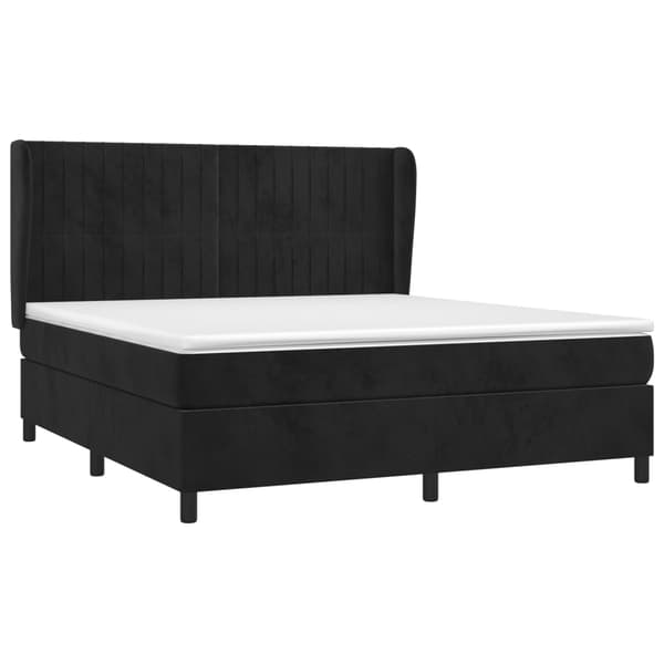 Ramsäng med madrass svart 160x200 cm sammet
