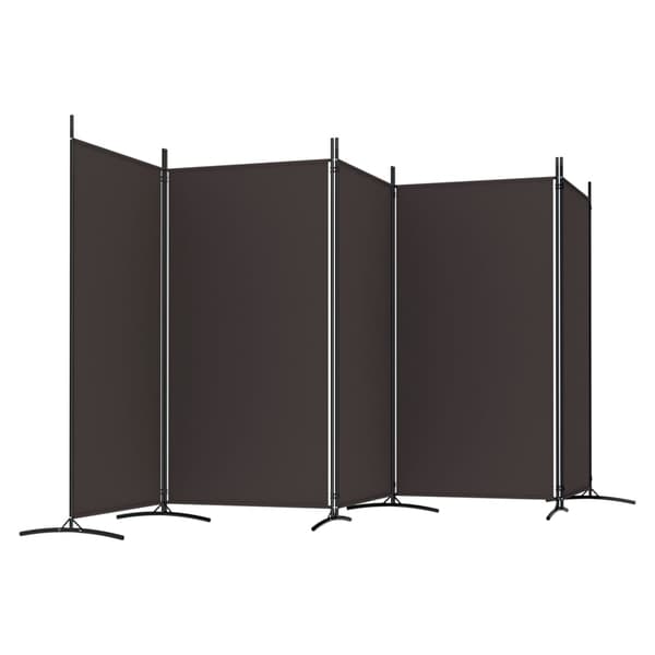 Rumsavdelare 5 paneler brun 433x180 cm tyg