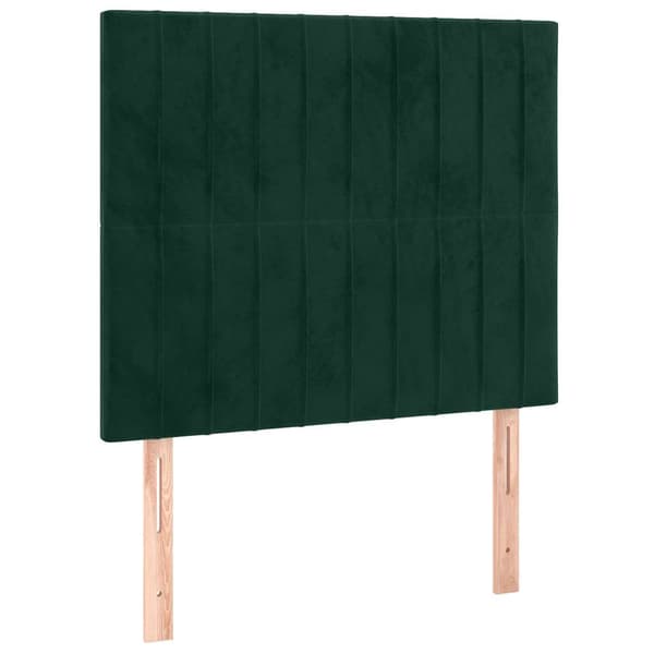 Ramsäng med madrass & LED mörkgrön 90x200 cm sammet
