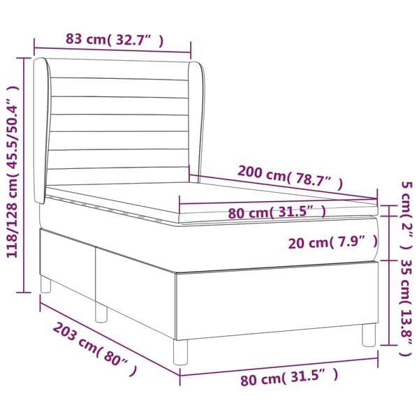 Ramsäng med madrass ljusgrå 80x200 cm sammet