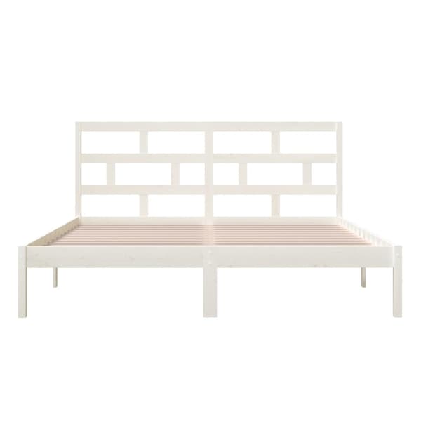 Sängram massivt trä 180x200 cm vit
