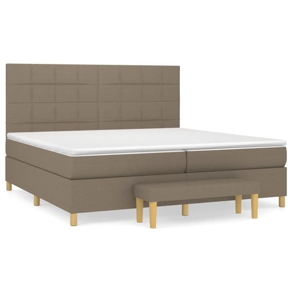 Ramsäng med madrass taupe 200x200 cm tyg