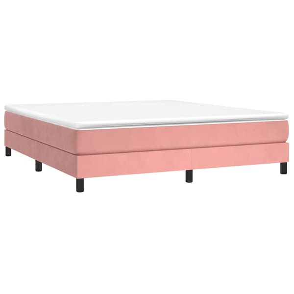 Ramsäng med madrass rosa 160x200 cm sammet