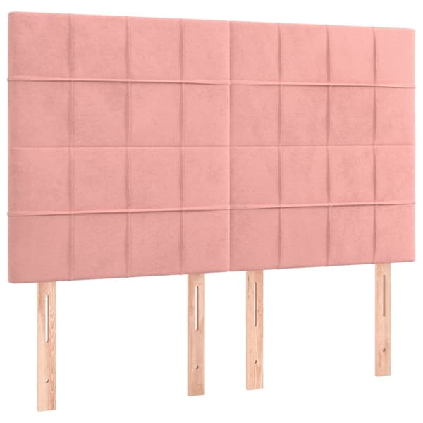 Sänggavel LED rosa 144x5x118/128 cm sammet