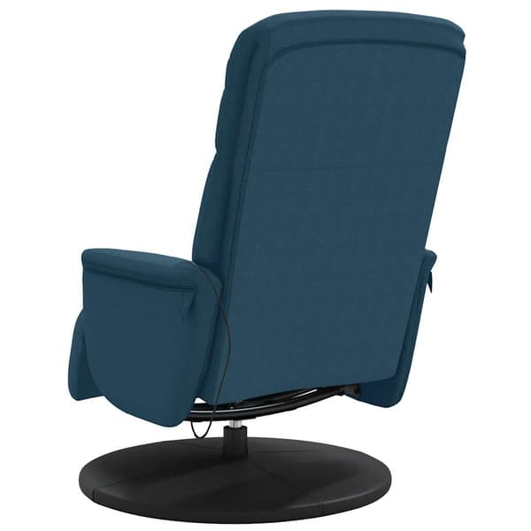 Massagefåtölj med fotstöd blå sammet