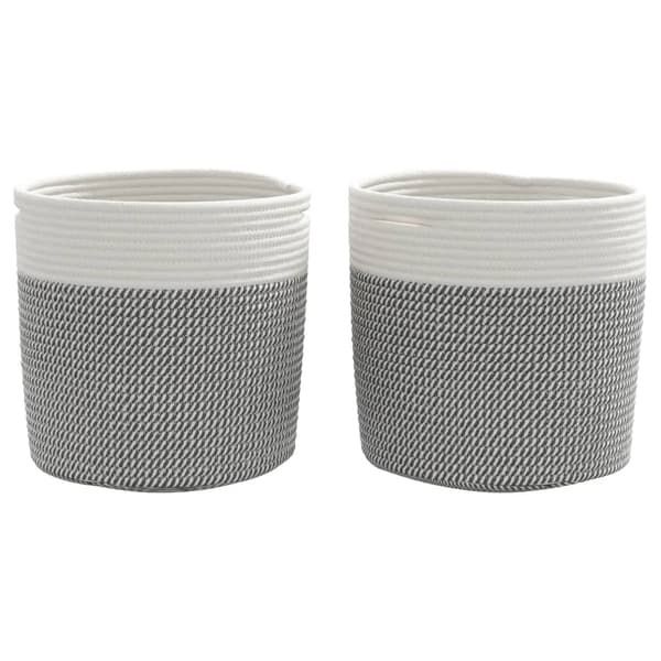 Förvaringskorgar 2 st grå och vit Ø28x28 cm bomull