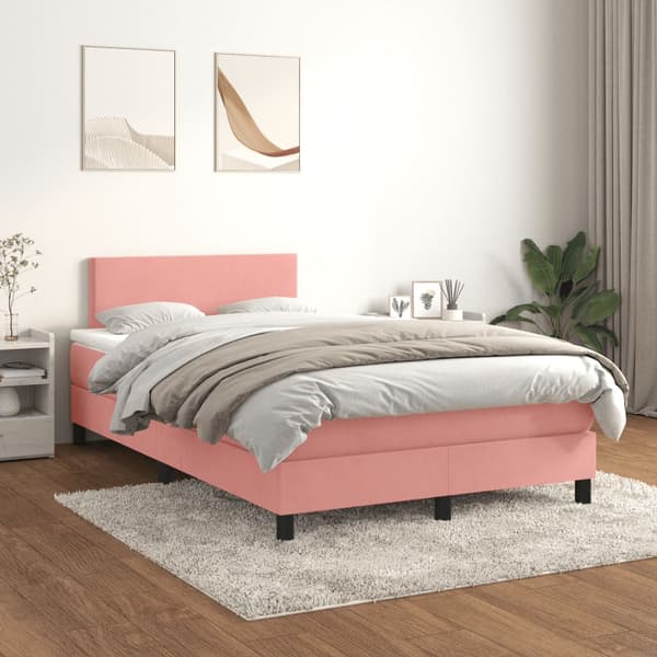 Ramsäng med madrass rosa 120x190 cm sammet