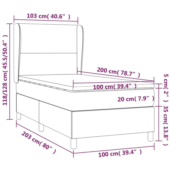 Ramsäng med madrass mörkblå 100x200 cm sammet